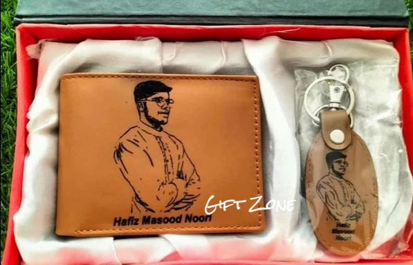 Big Wallet + Keychain with Your Picture and Name on it with Beautiful Box