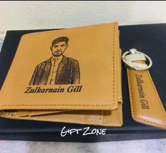 Big Wallet + Keychain with Your Picture and Name on it with Beautiful Box
