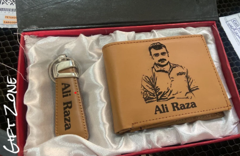 Big Wallet + Keychain with Your Picture and Name on it with Beautiful Box
