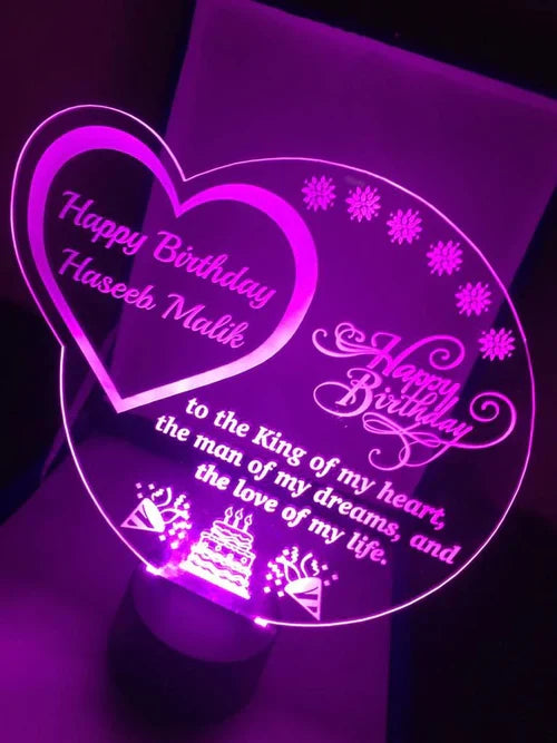 HAPPY BIRTHDAY PERSONALIZED 3D ILLUSION LED Night LAMP